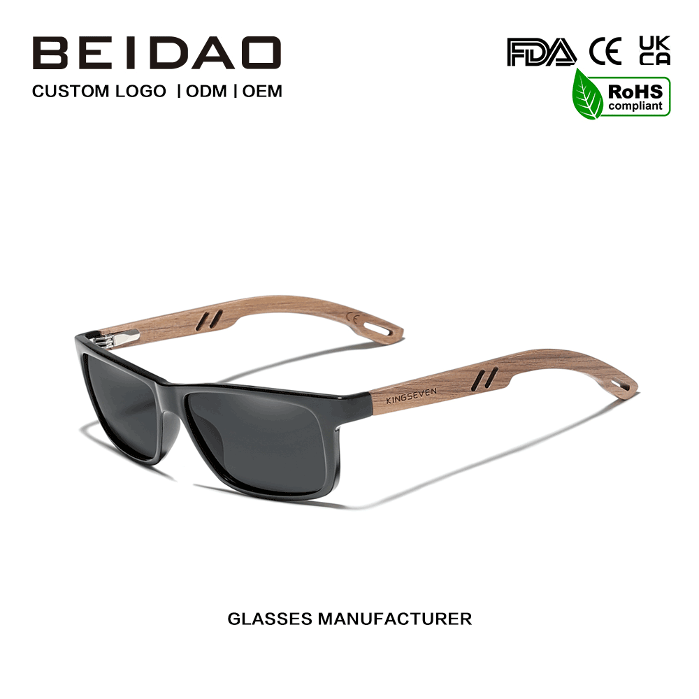 Kacamata Bingkai TR90 Walnut Hitam Alami Klasik