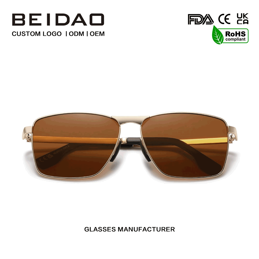 Kacamata Hitam Perlindungan UV400 Persegi Rangka Baja Fashion