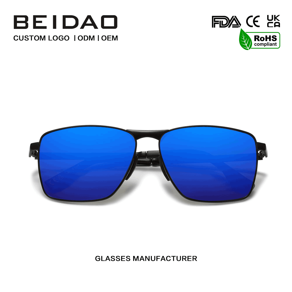Kacamata Polarisasi UV400 Persegi Panjang Biru Modern