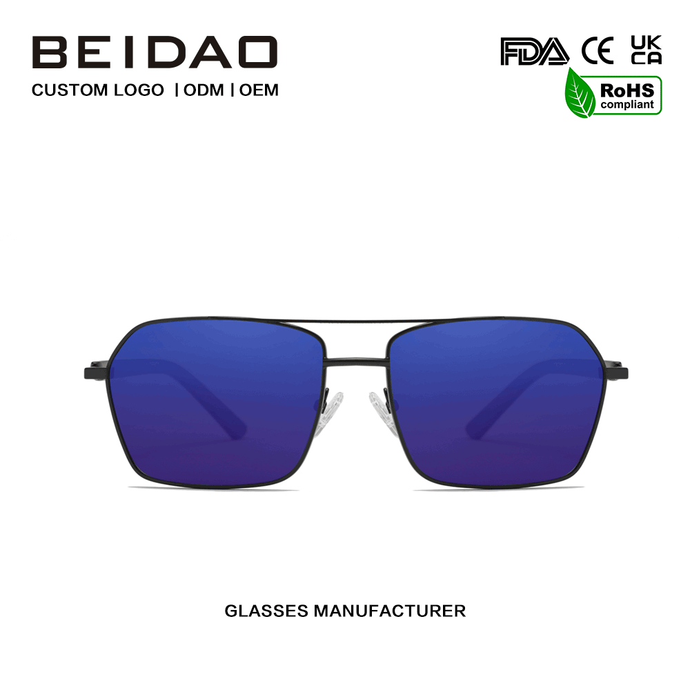 Kacamata Hitam Lensa UV400 Biru Paduan Aluminium Retro Modern