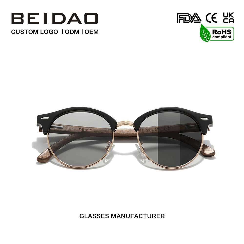 Lensa Fotochromic Kayu Walnut Modern Kacamata Hitam Mengemudi