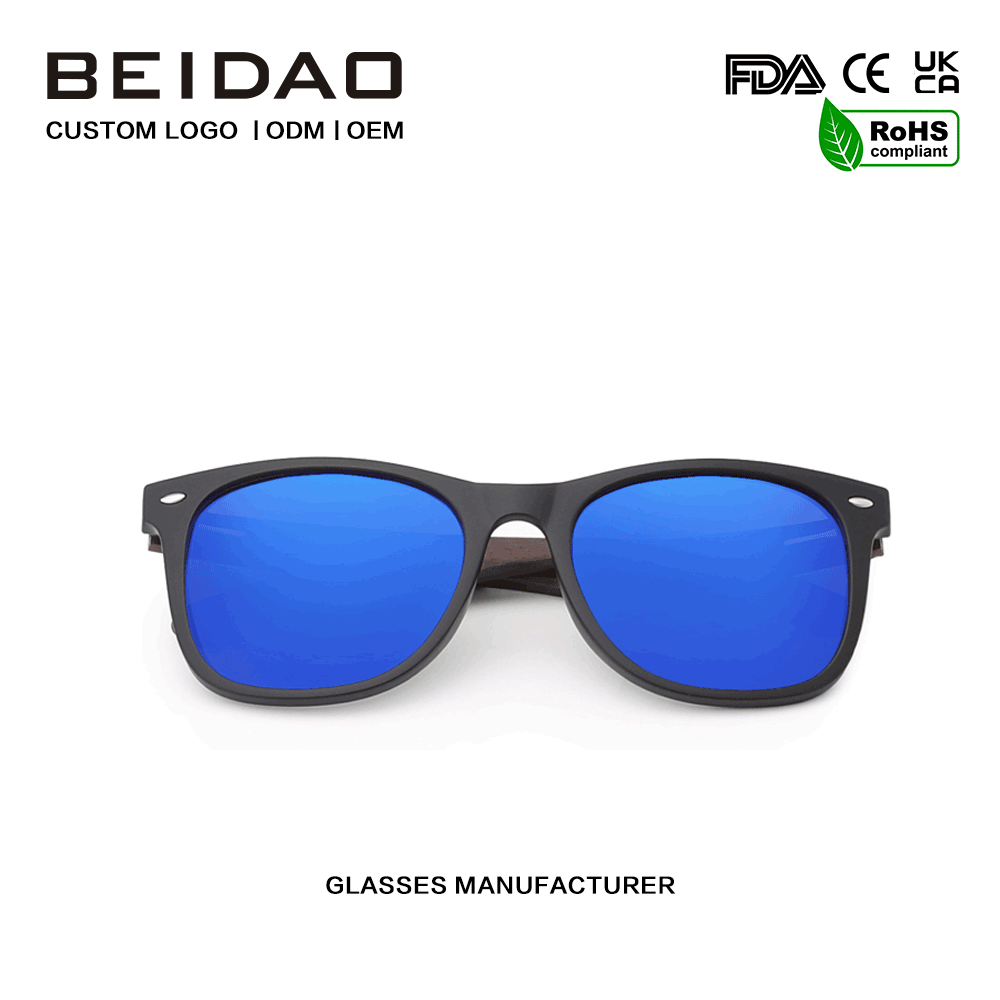 Kacamata Hitam Unisex Blue Wooden Walnut TR90 Liburan Mengemudi